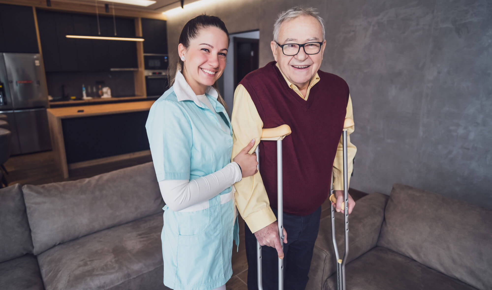 assisting old man