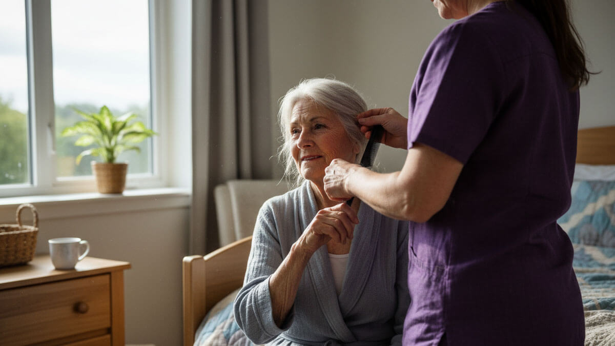 grooming senior woman